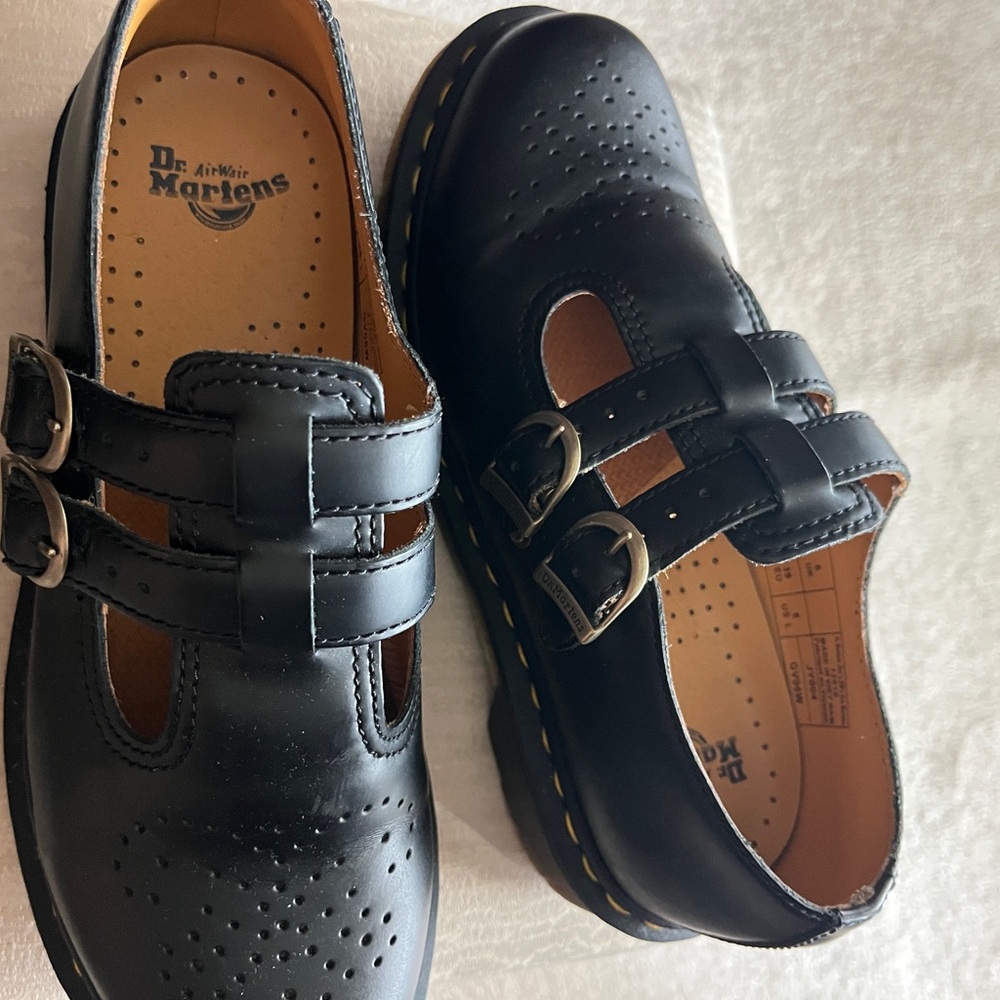 Dr. Martens Black Double-Buckle Leather size 8 Women shoes